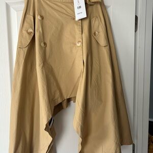 Tan Asymmetrical Skirt with Button Details